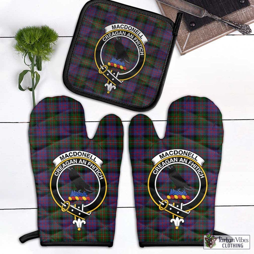 MacDonell (McDonell) Tartan Combo Oven Mitt & Pot-Holder with Family Crest Combo 1 Oven Mitt & 1 Pot-Holder Black - Tartan Vibes Clothing