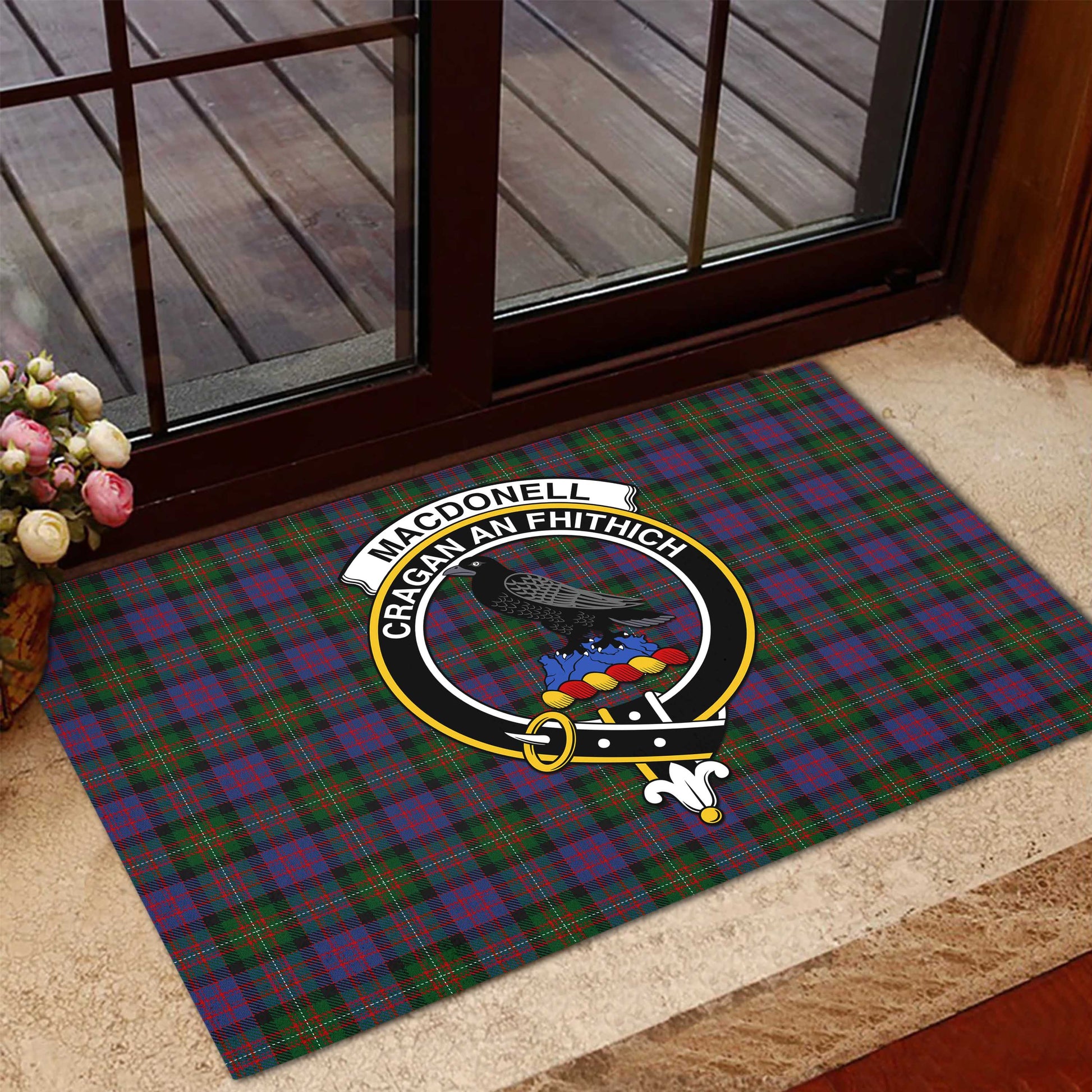 MacDonell of Glengarry Tartan Door Mat with Family Crest - Tartanvibesclothing