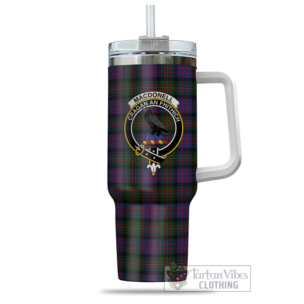 Tartan Vibes Clothing MacDonell of Glengarry Tartan and Family Crest Tumbler with Handle