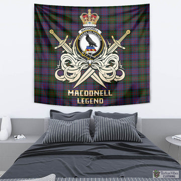 MacDonell (McDonell) Tartan Tapestry with Clan Crest and the Golden Sword of Courageous Legacy