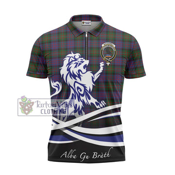 MacDonell (McDonell) Tartan Zipper Polo Shirt with Alba Gu Brath Regal Lion Emblem