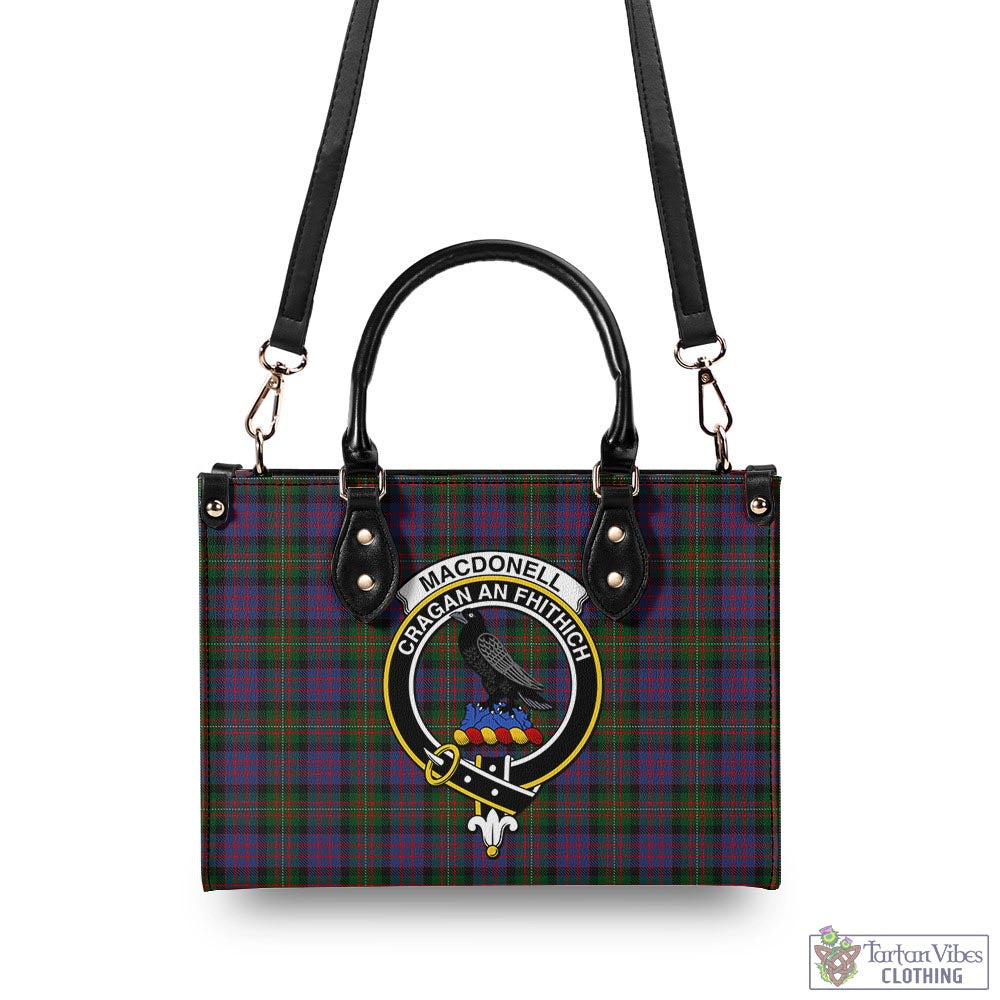 Tartan Vibes Clothing MacDonell of Glengarry Tartan Luxury Leather Handbags with Family Crest