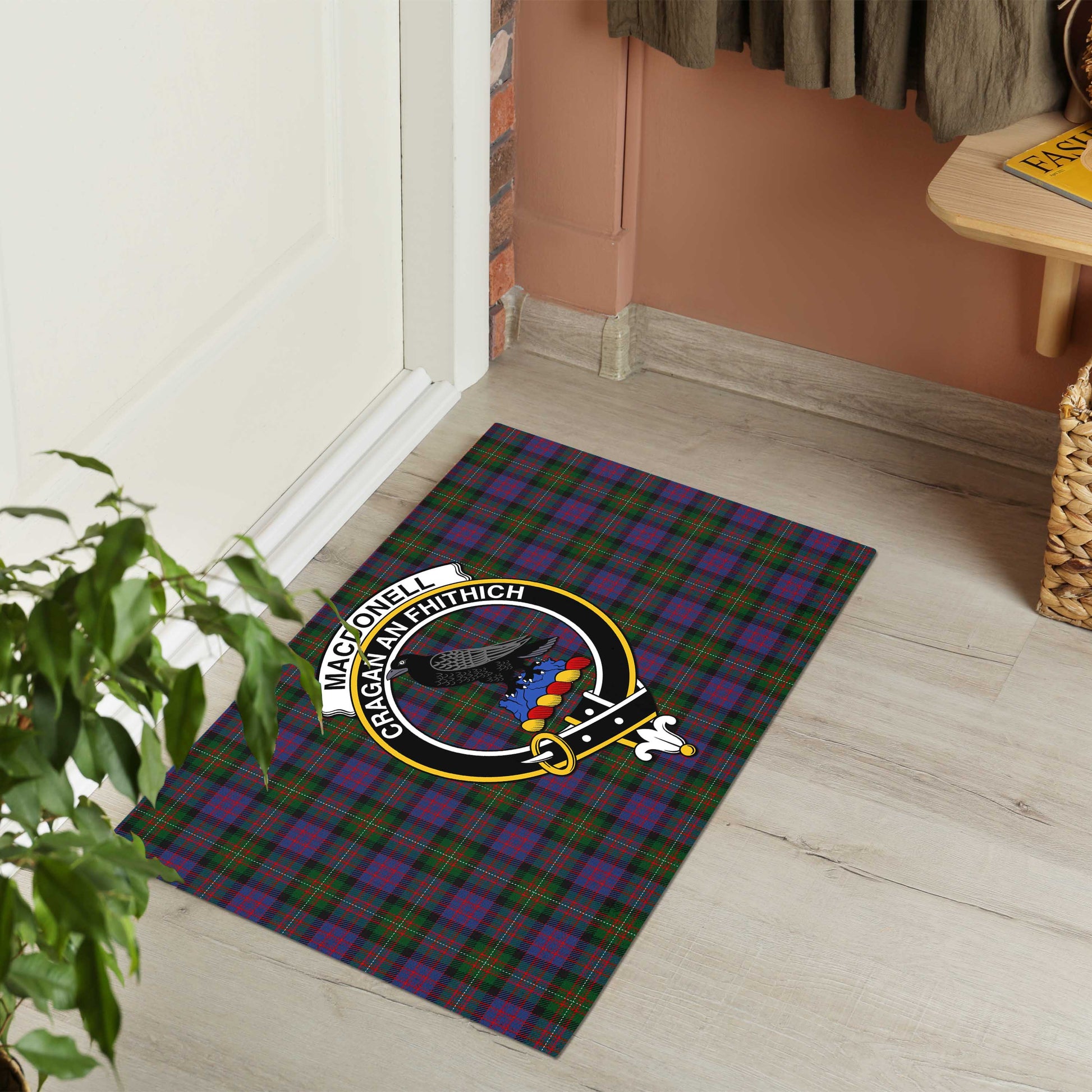 MacDonell of Glengarry Tartan Door Mat with Family Crest - Tartanvibesclothing