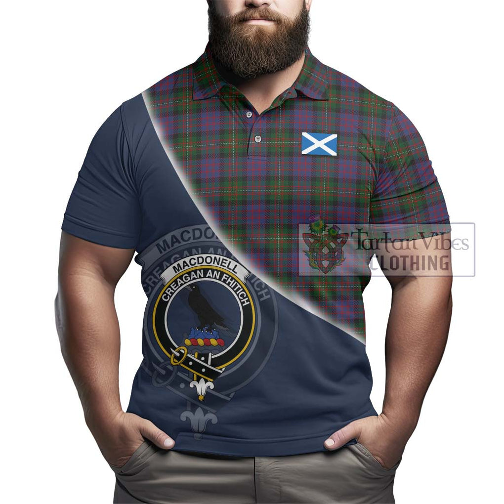 MacDonell (McDonell) Tartan Polo Shirt with Personalised National Flag and Family Crest Half Style - Tartanvibesclothing Shop