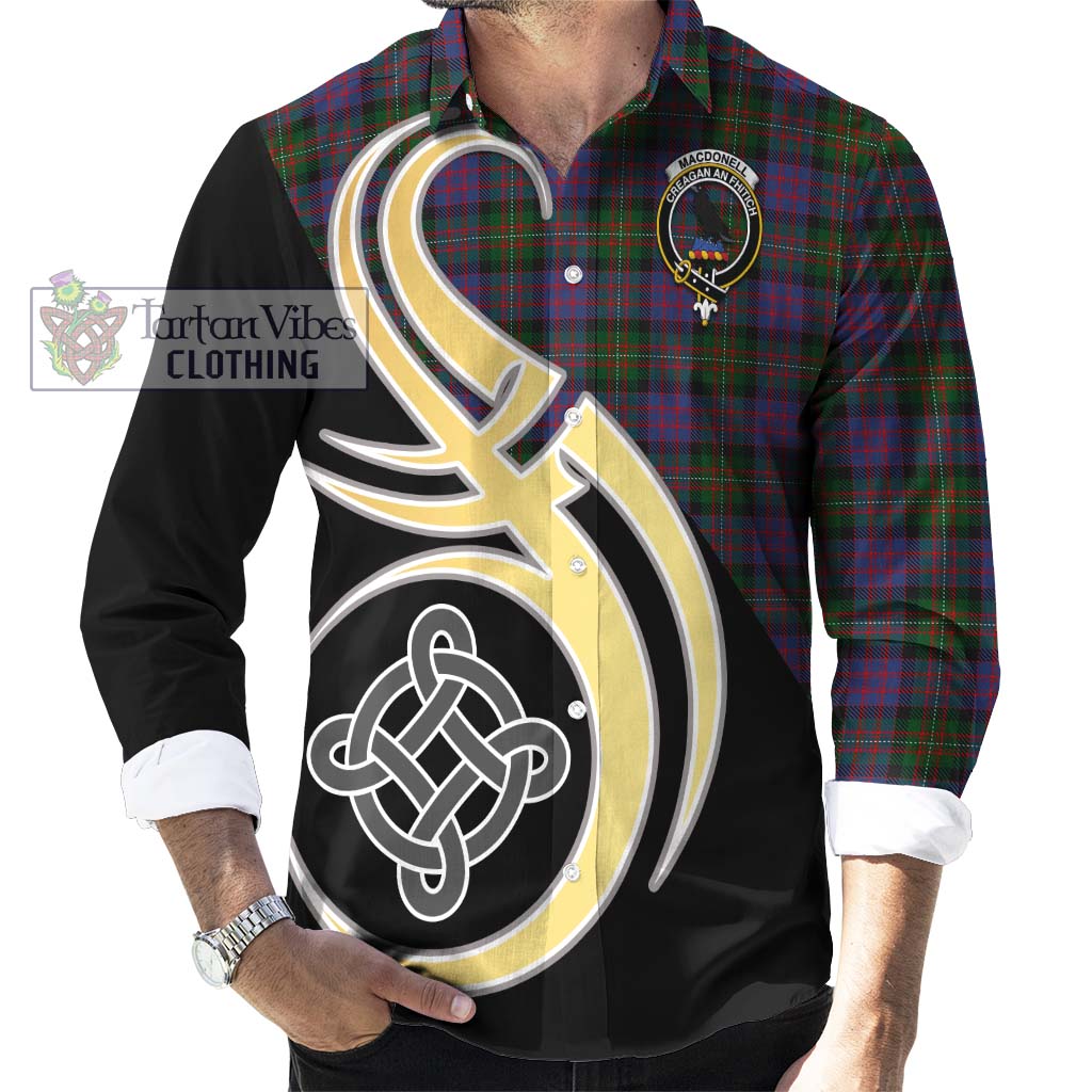 MacDonell (McDonell) Tartan Long Sleeve Button Shirt with Family Crest and Celtic Symbol Style - Tartan Vibes Clothing