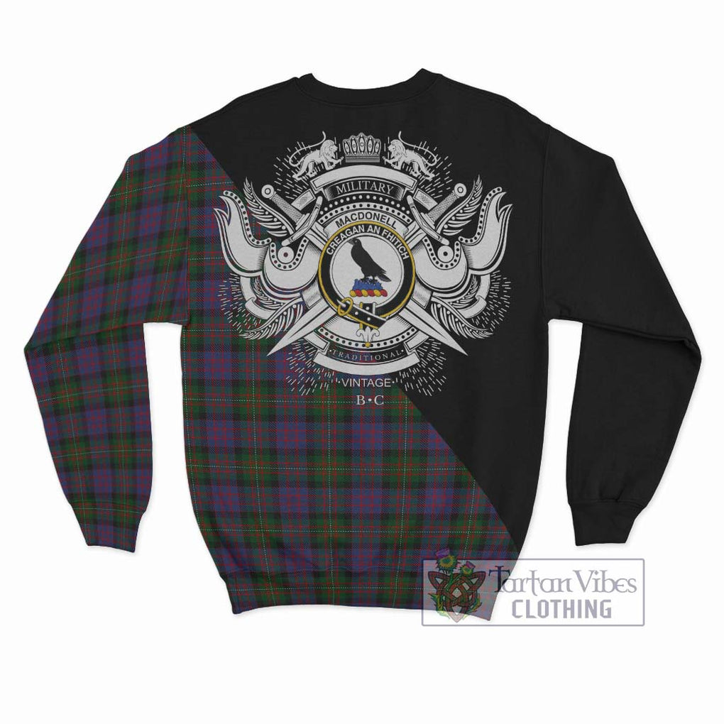 MacDonell (McDonell) Tartan Sweatshirt with Family Crest and Military Logo Style - Tartanvibesclothing Shop