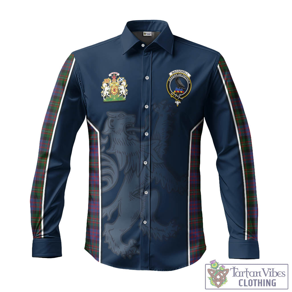 Tartan Vibes Clothing MacDonell of Glengarry Tartan Long Sleeve Button Up Shirt with Family Crest and Lion Rampant Vibes Sport Style