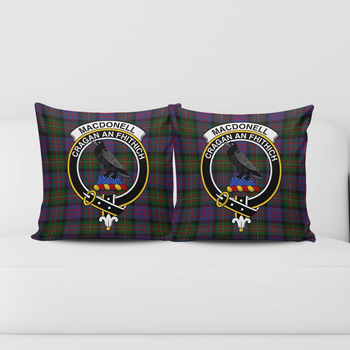 MacDonell of Glengarry Tartan Pillow Cover with Family Crest - Tartanvibesclothing