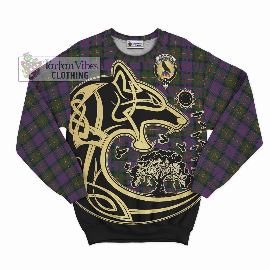 MacDonell (McDonell) Tartan Sweatshirt with Family Crest Celtic Wolf Style - Tartan Vibes Clothing