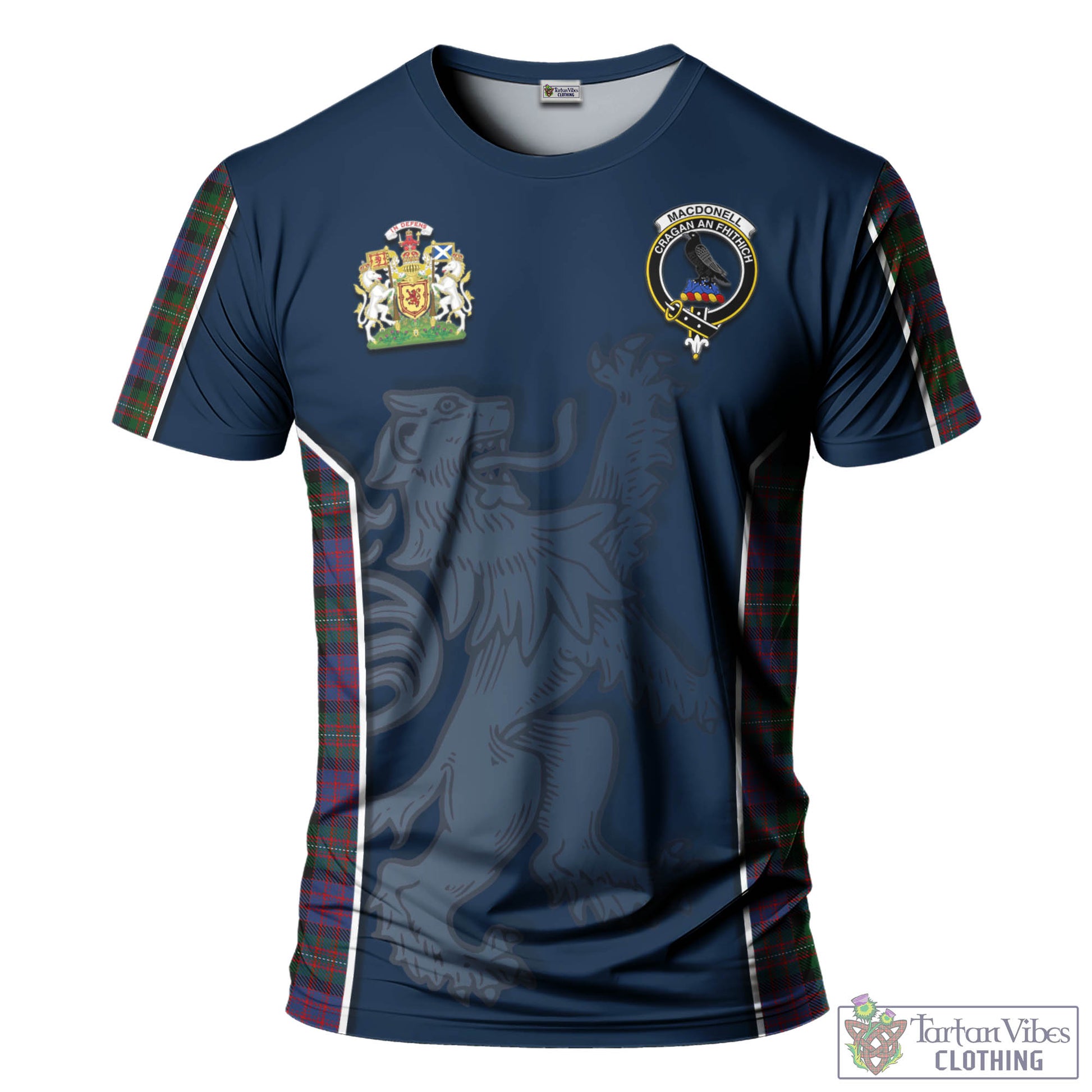 Tartan Vibes Clothing MacDonell of Glengarry Tartan T-Shirt with Family Crest and Lion Rampant Vibes Sport Style