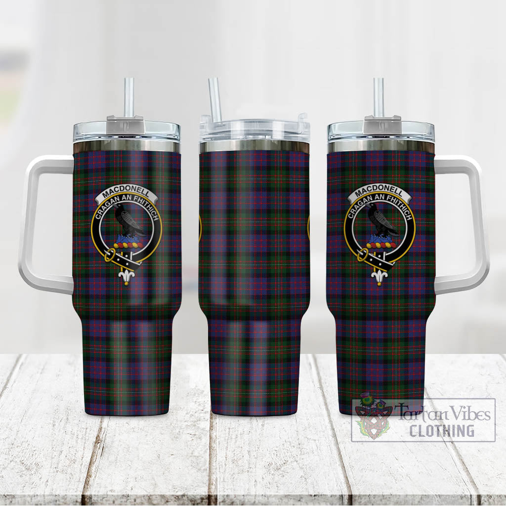 Tartan Vibes Clothing MacDonell of Glengarry Tartan and Family Crest Tumbler with Handle