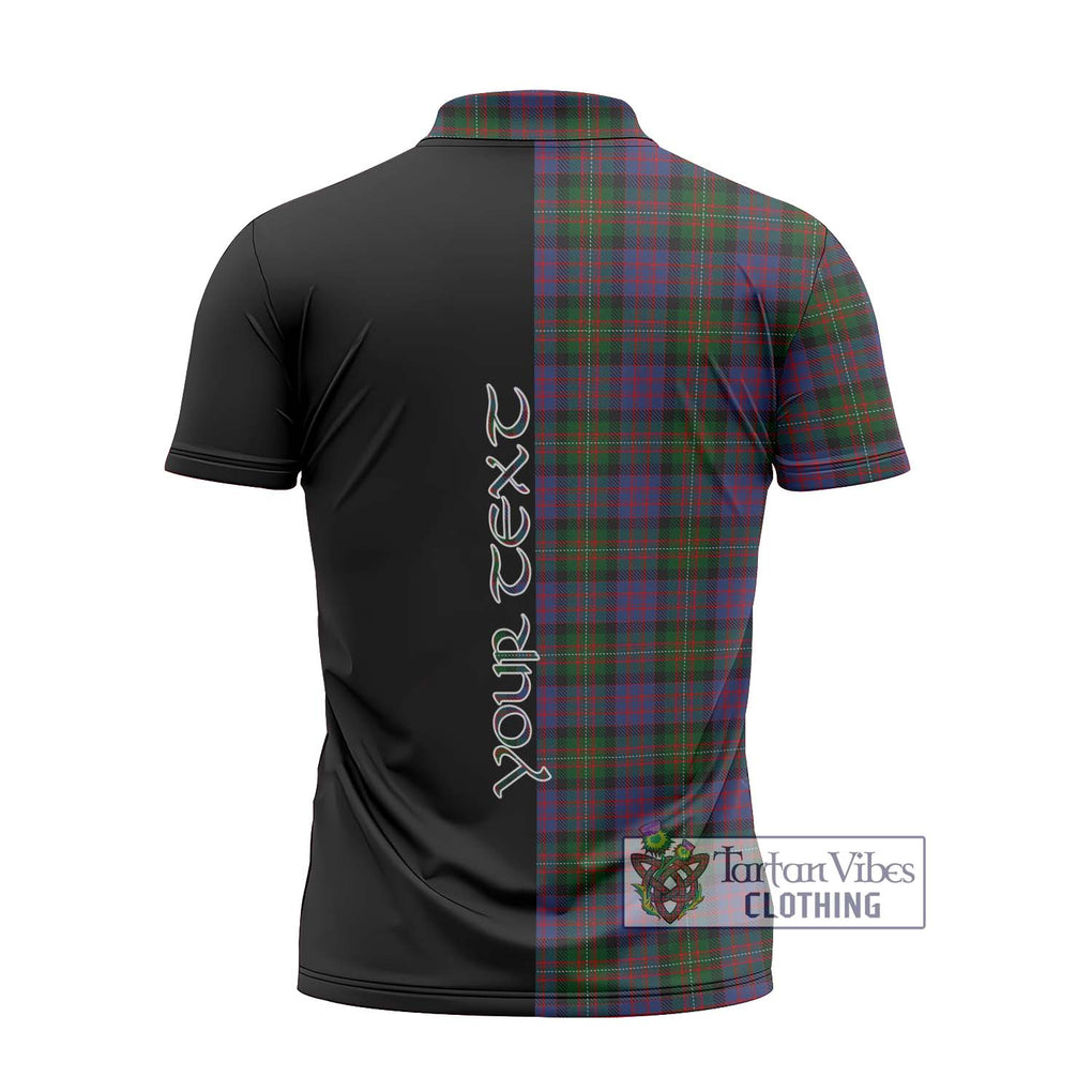 MacDonell (McDonell) Tartan Zipper Polo Shirt with Family Crest and Half Of Me Style - Tartanvibesclothing Shop