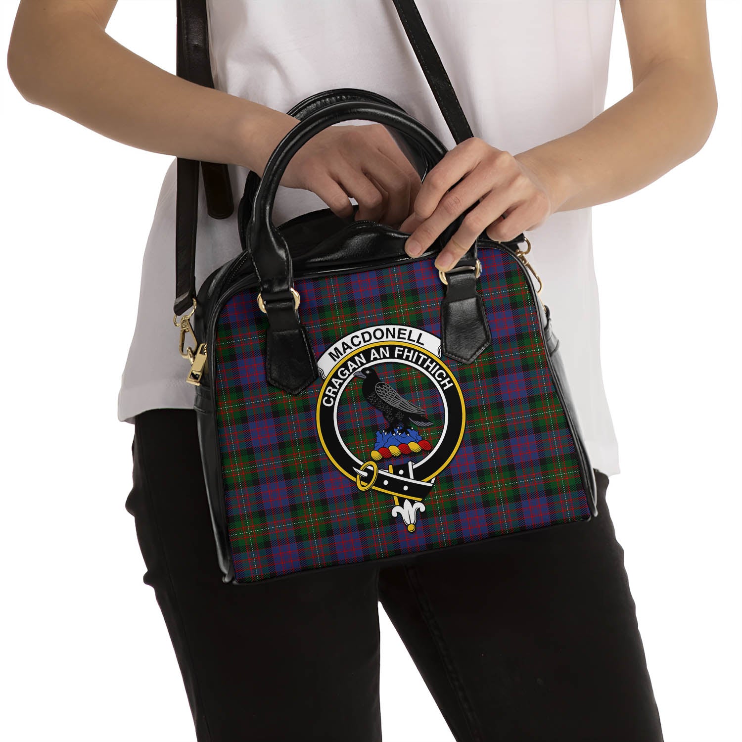 MacDonell of Glengarry Tartan Shoulder Handbags with Family Crest - Tartanvibesclothing