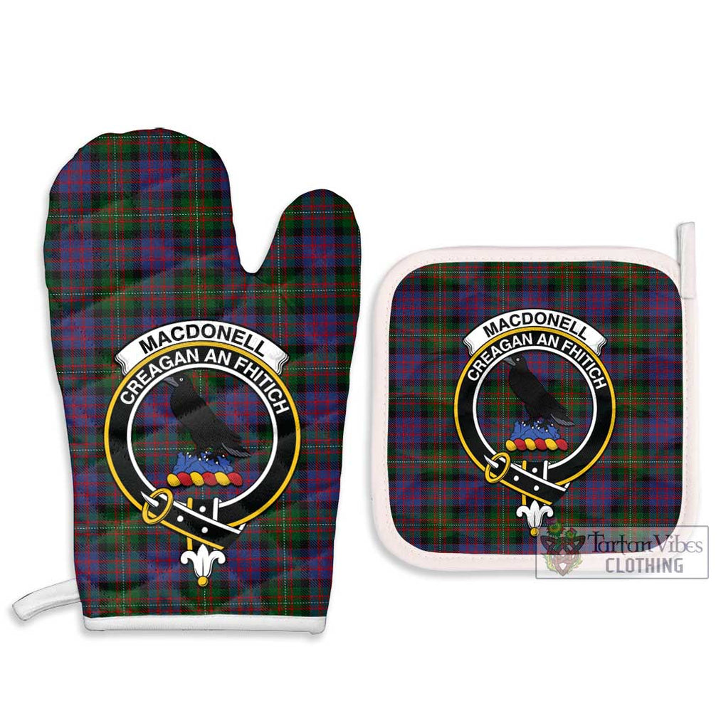 MacDonell (McDonell) Tartan Combo Oven Mitt & Pot-Holder with Family Crest Combo 1 Oven Mitt & 2 Pot-Holder White - Tartan Vibes Clothing