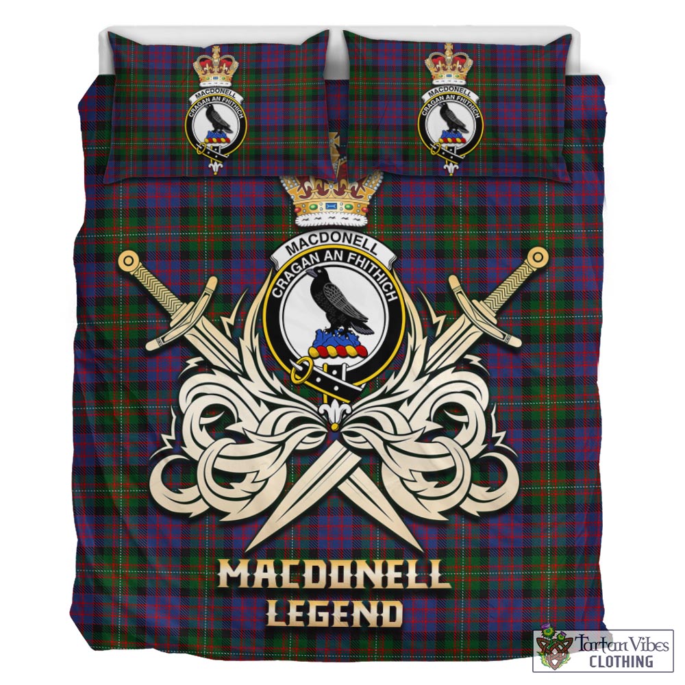 Tartan Vibes Clothing MacDonell of Glengarry Tartan Bedding Set with Clan Crest and the Golden Sword of Courageous Legacy