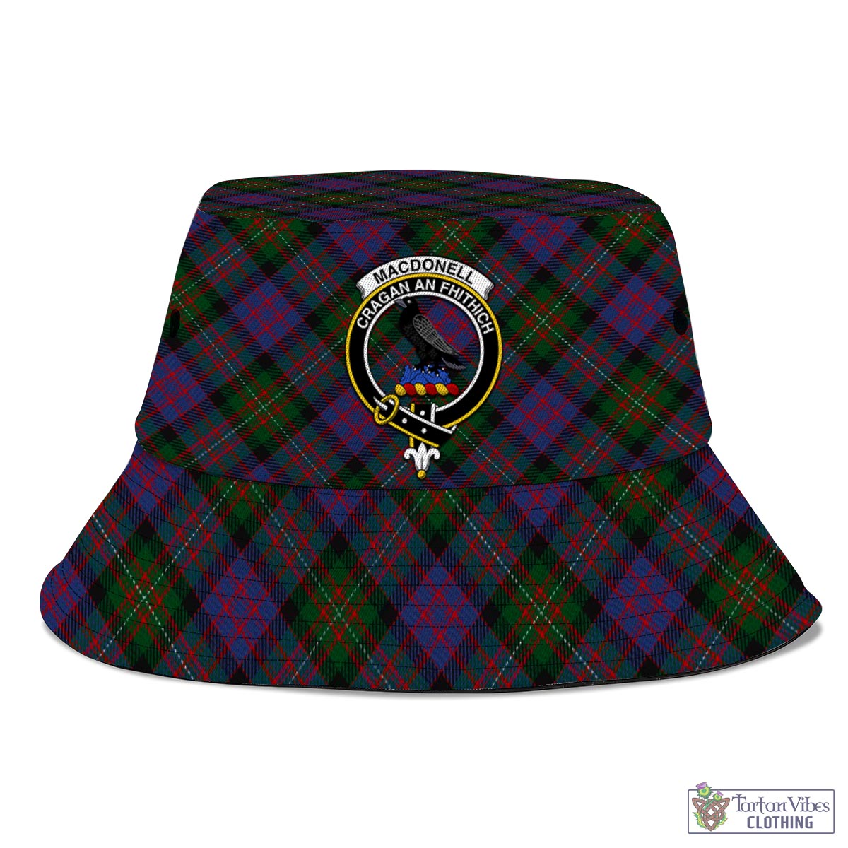 Tartan Vibes Clothing MacDonell of Glengarry Tartan Bucket Hat with Family Crest