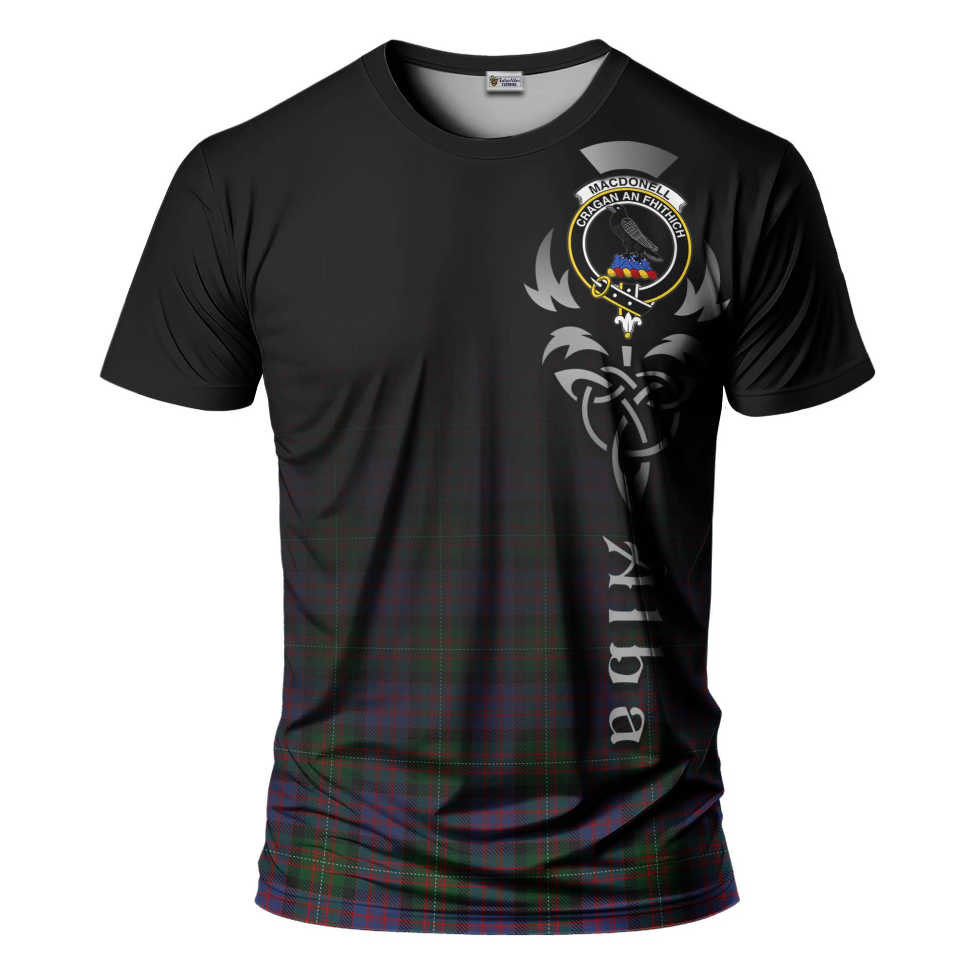 Tartan Vibes Clothing MacDonell of Glengarry Tartan T-Shirt Featuring Alba Gu Brath Family Crest Celtic Inspired