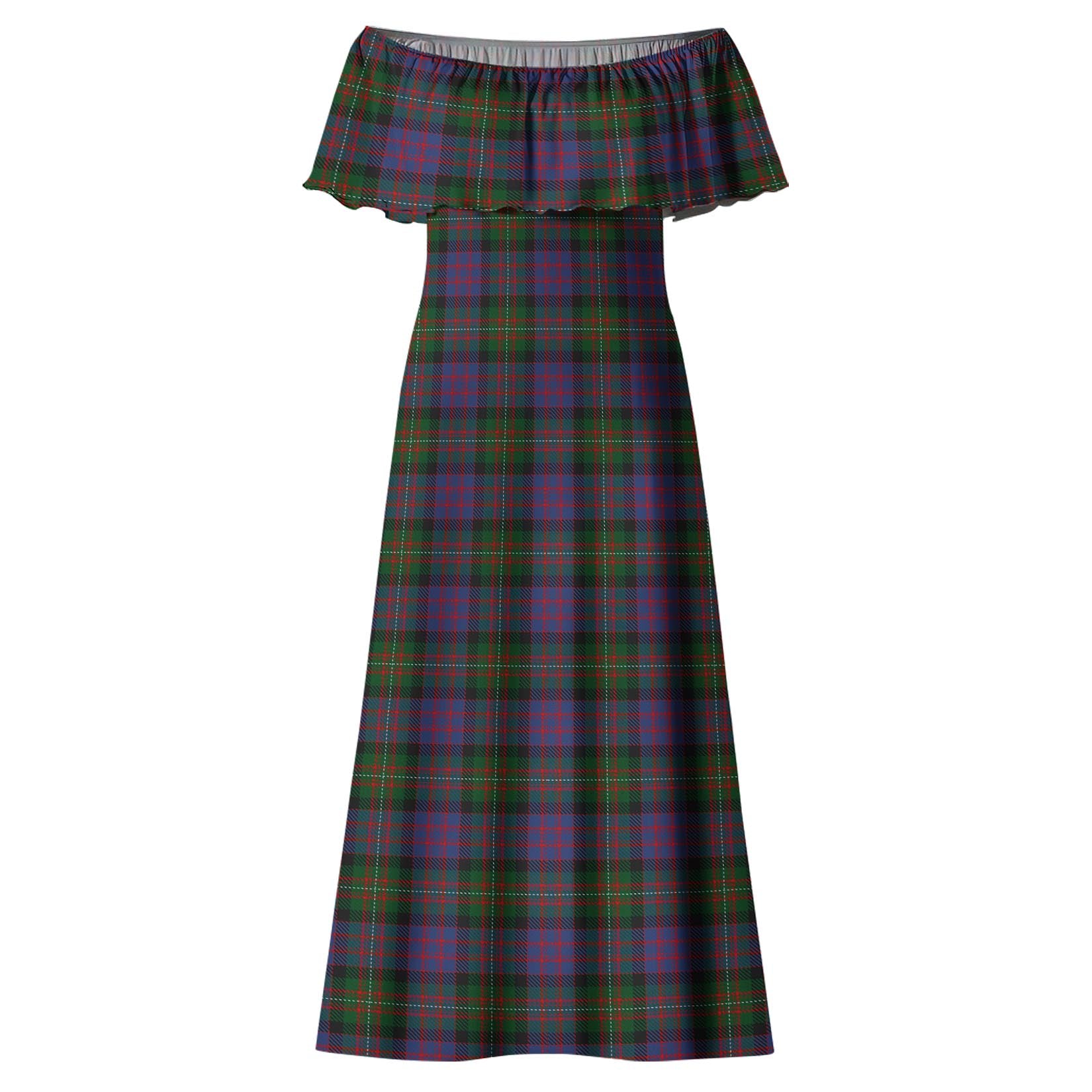 MacDonell of Glengarry Tartan Off Shoulder Long Dress - Tartanvibesclothing