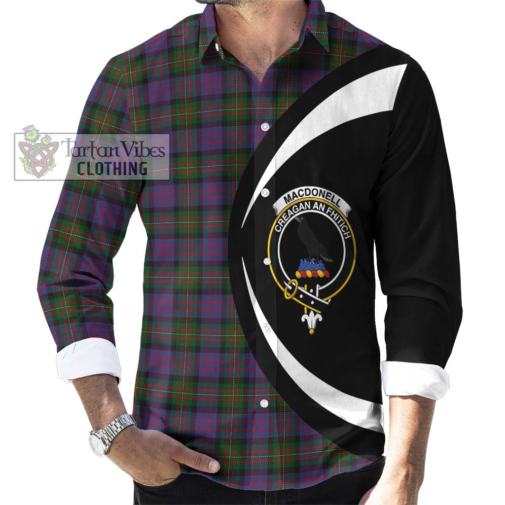 MacDonell (McDonell) Tartan Long Sleeve Button Up with Family Crest Circle Style - Tartan Vibes Clothing