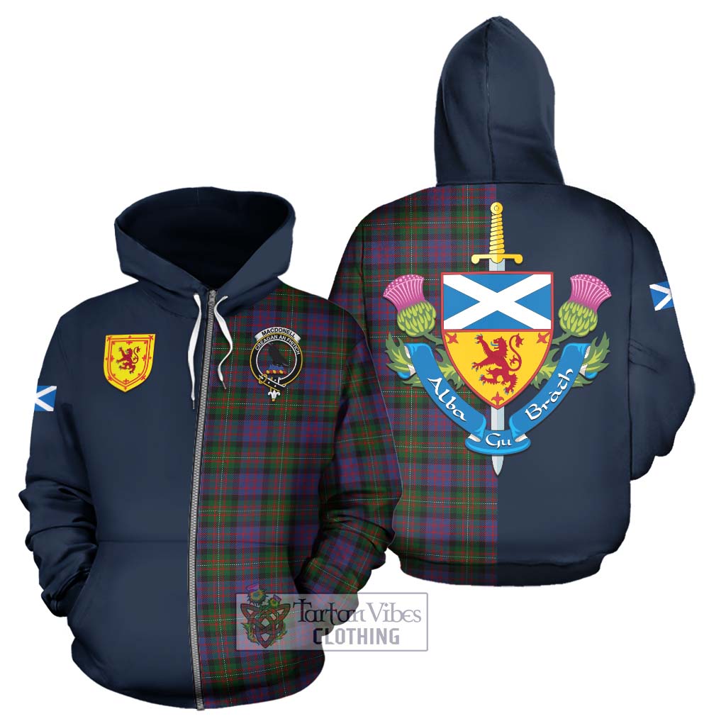 Tartan Vibes Clothing MacDonell of Glengarry Tartan Hoodie with Scottish Lion Royal Arm Half Style