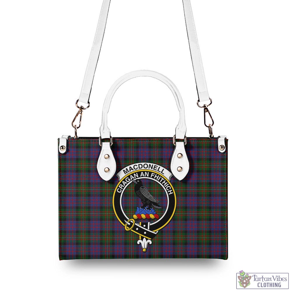 Tartan Vibes Clothing MacDonell of Glengarry Tartan Luxury Leather Handbags with Family Crest