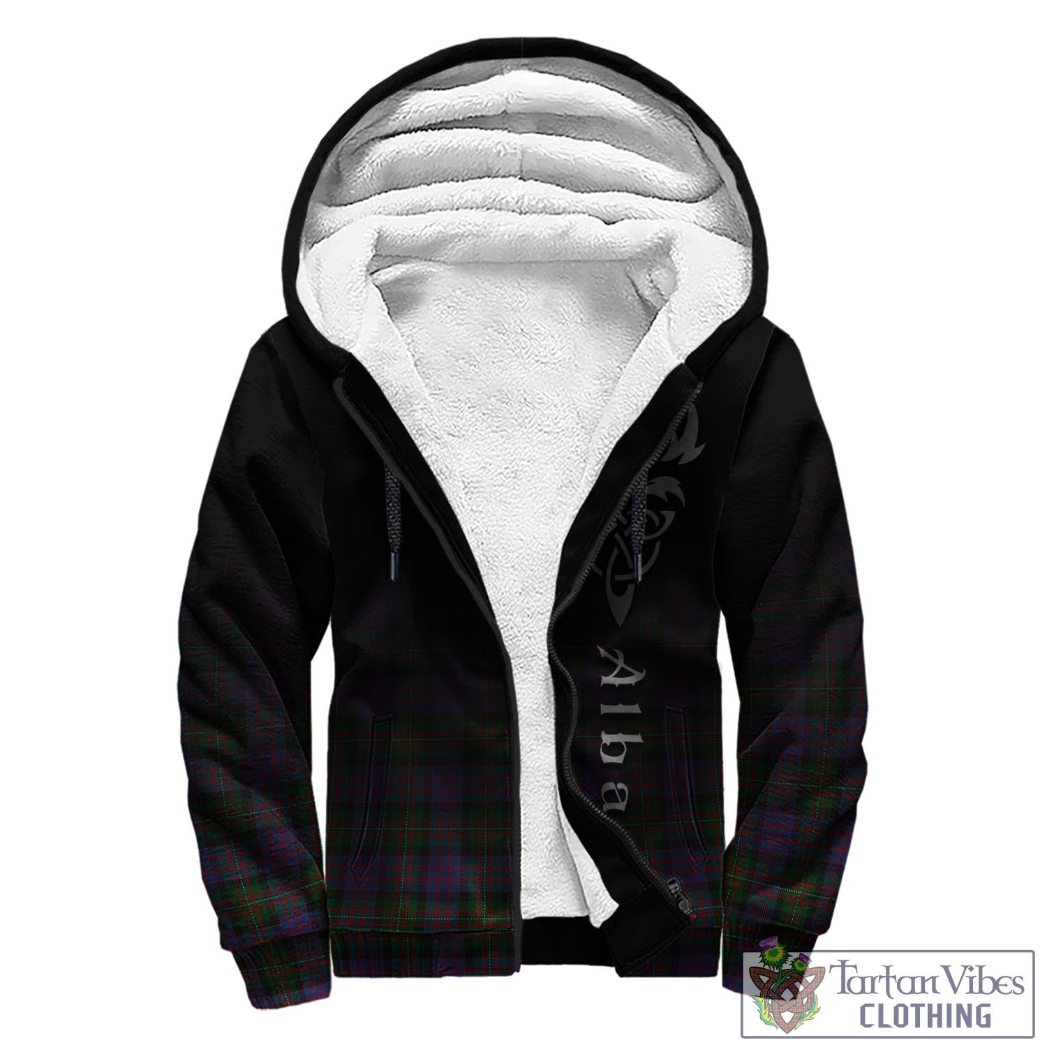 Tartan Vibes Clothing MacDonell of Glengarry Tartan Sherpa Hoodie Featuring Alba Gu Brath Family Crest Celtic Inspired