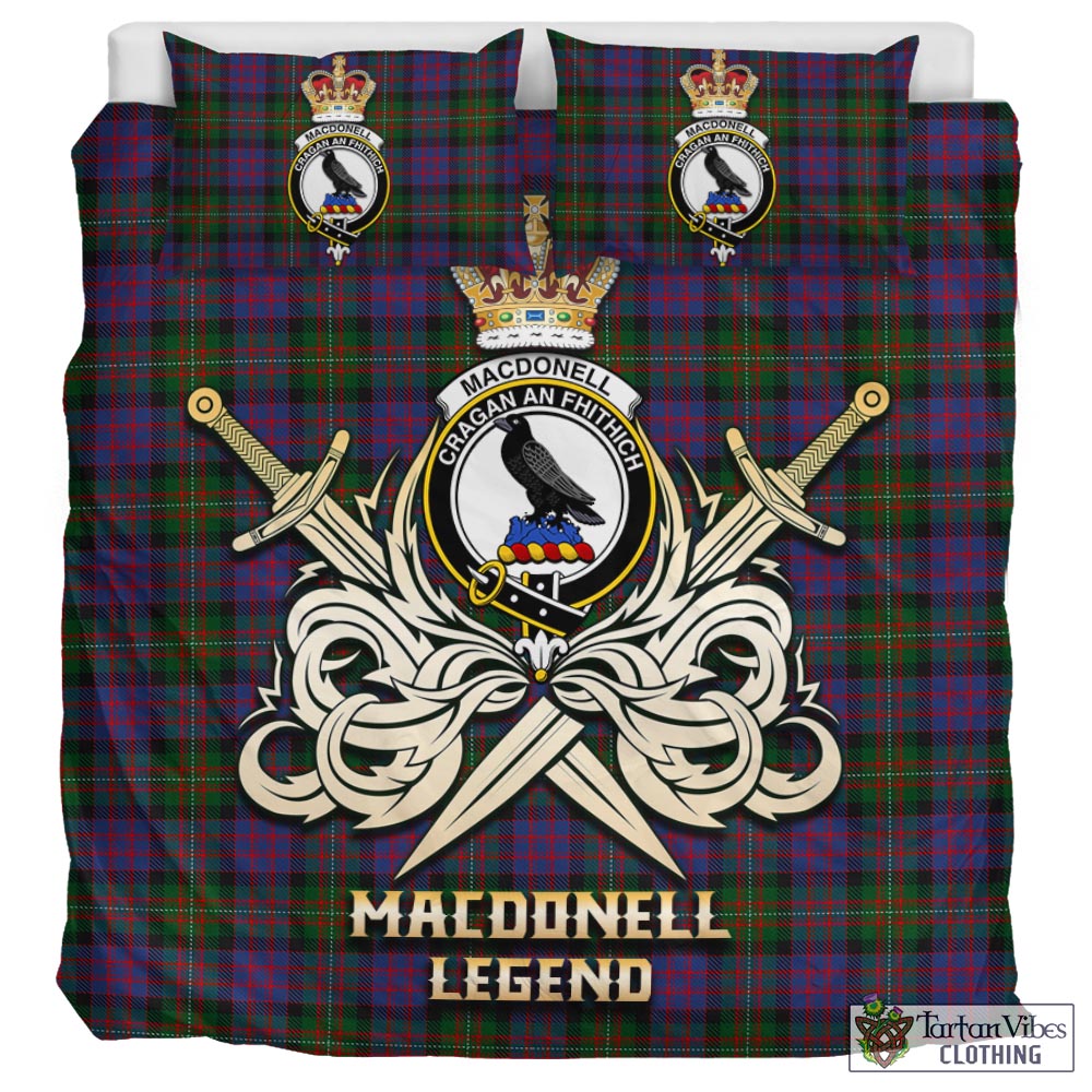 Tartan Vibes Clothing MacDonell of Glengarry Tartan Bedding Set with Clan Crest and the Golden Sword of Courageous Legacy