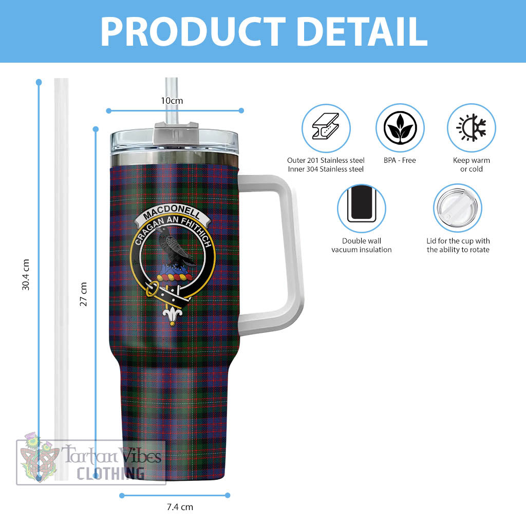 Tartan Vibes Clothing MacDonell of Glengarry Tartan and Family Crest Tumbler with Handle