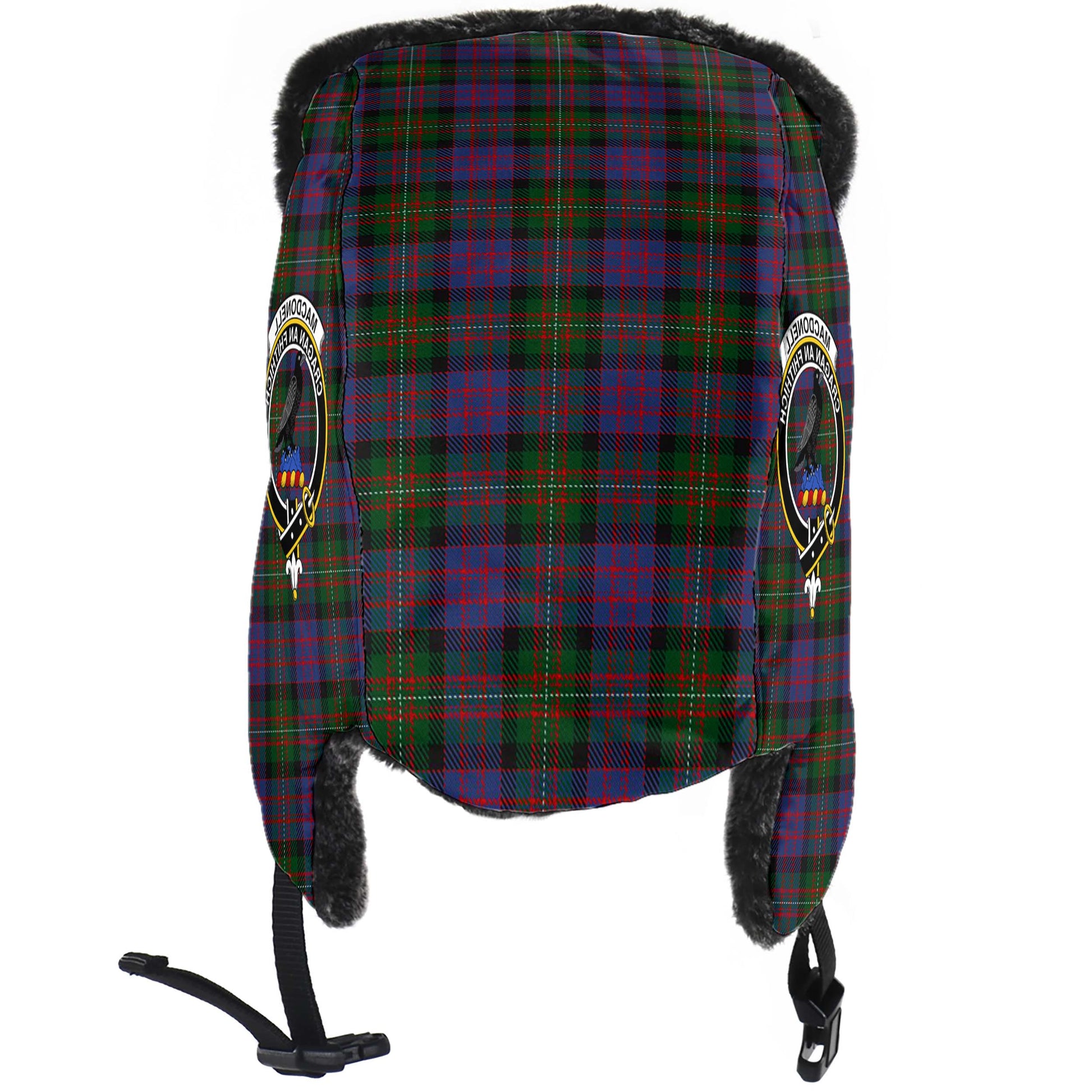 MacDonell of Glengarry Tartan Winter Trapper Hat with Family Crest - Tartanvibesclothing