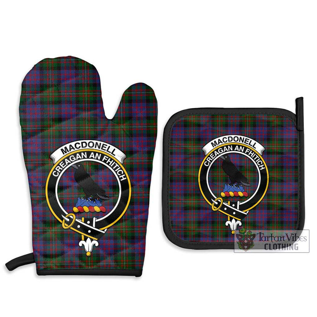 MacDonell (McDonell) Tartan Combo Oven Mitt & Pot-Holder with Family Crest Combo 1 Oven Mitt & 2 Pot-Holder Black - Tartan Vibes Clothing