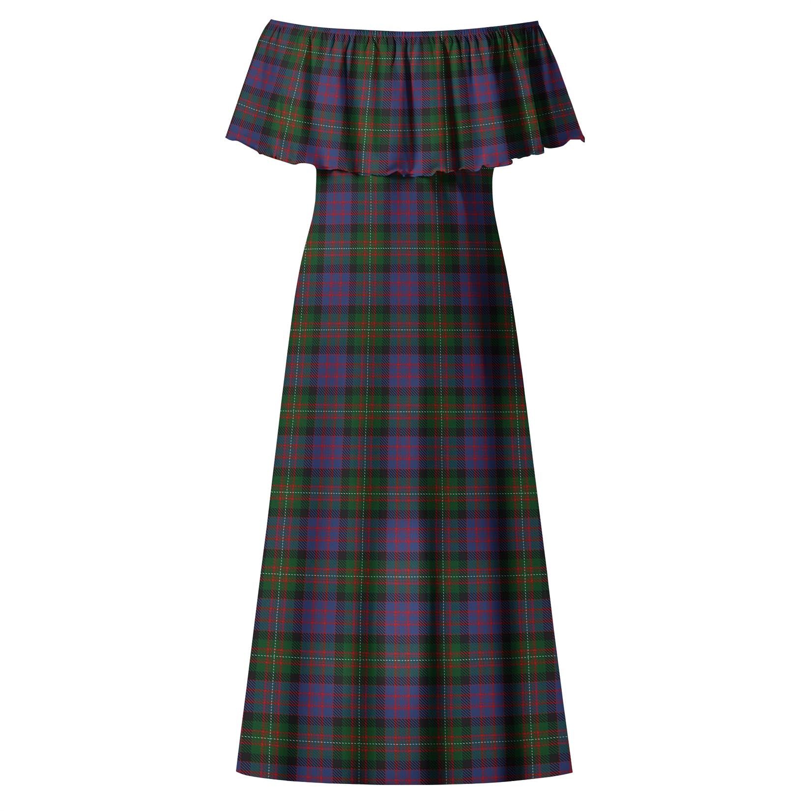 MacDonell of Glengarry Tartan Off Shoulder Long Dress - Tartanvibesclothing