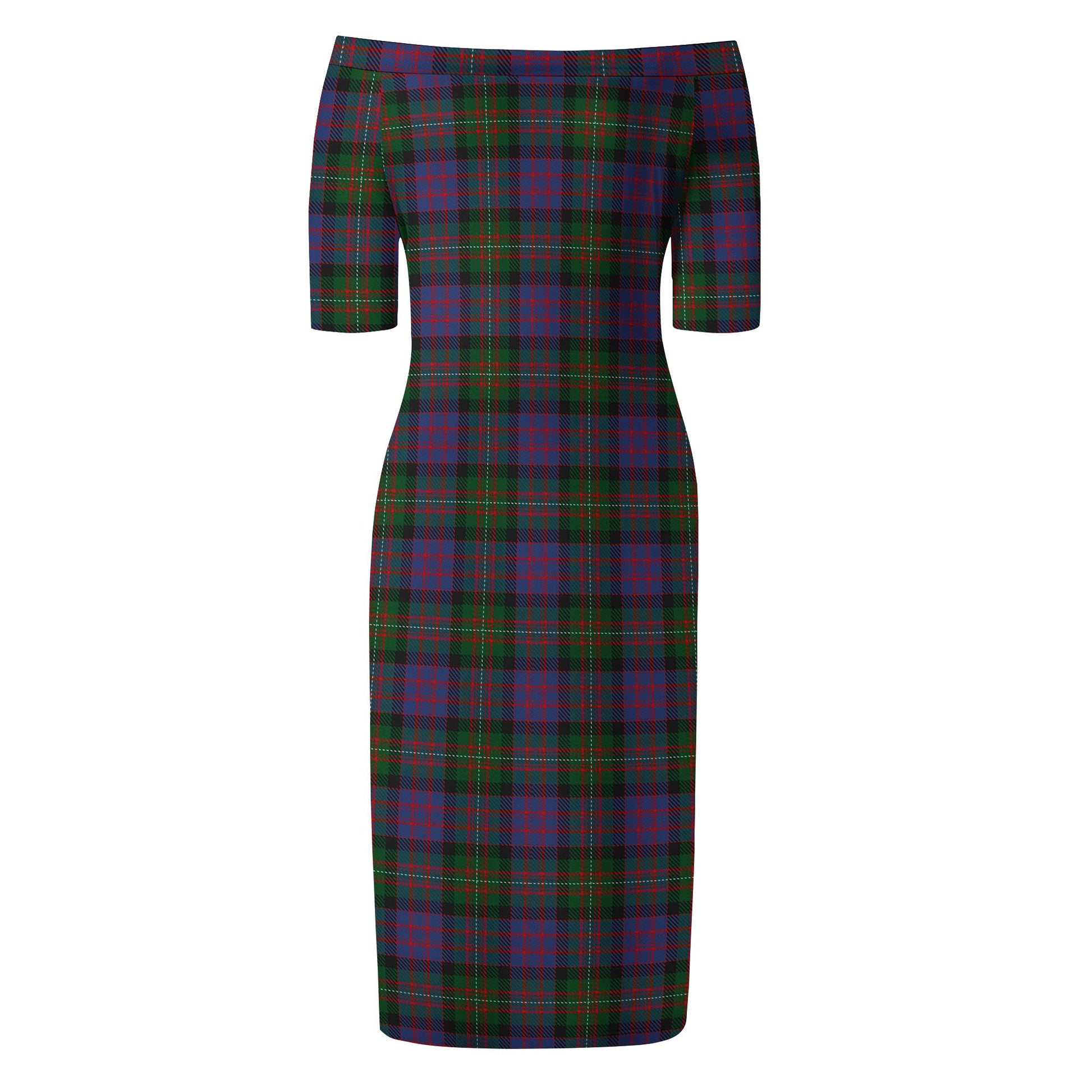 MacDonell of Glengarry Tartan Off Shoulder Lady Dress - Tartanvibesclothing