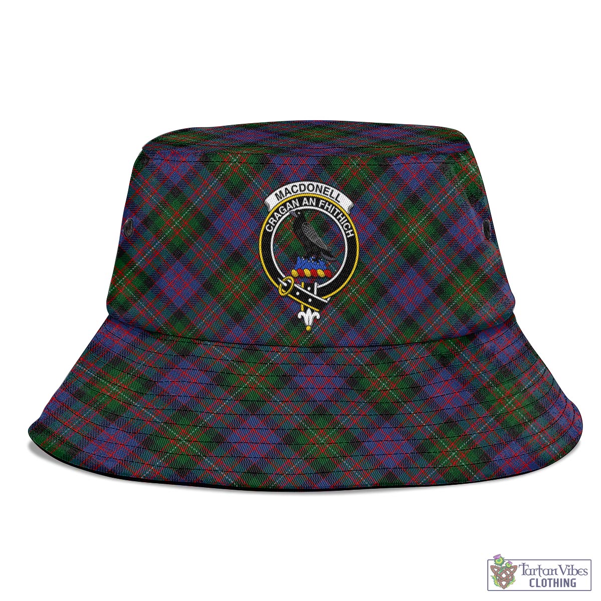 Tartan Vibes Clothing MacDonell of Glengarry Tartan Bucket Hat with Family Crest