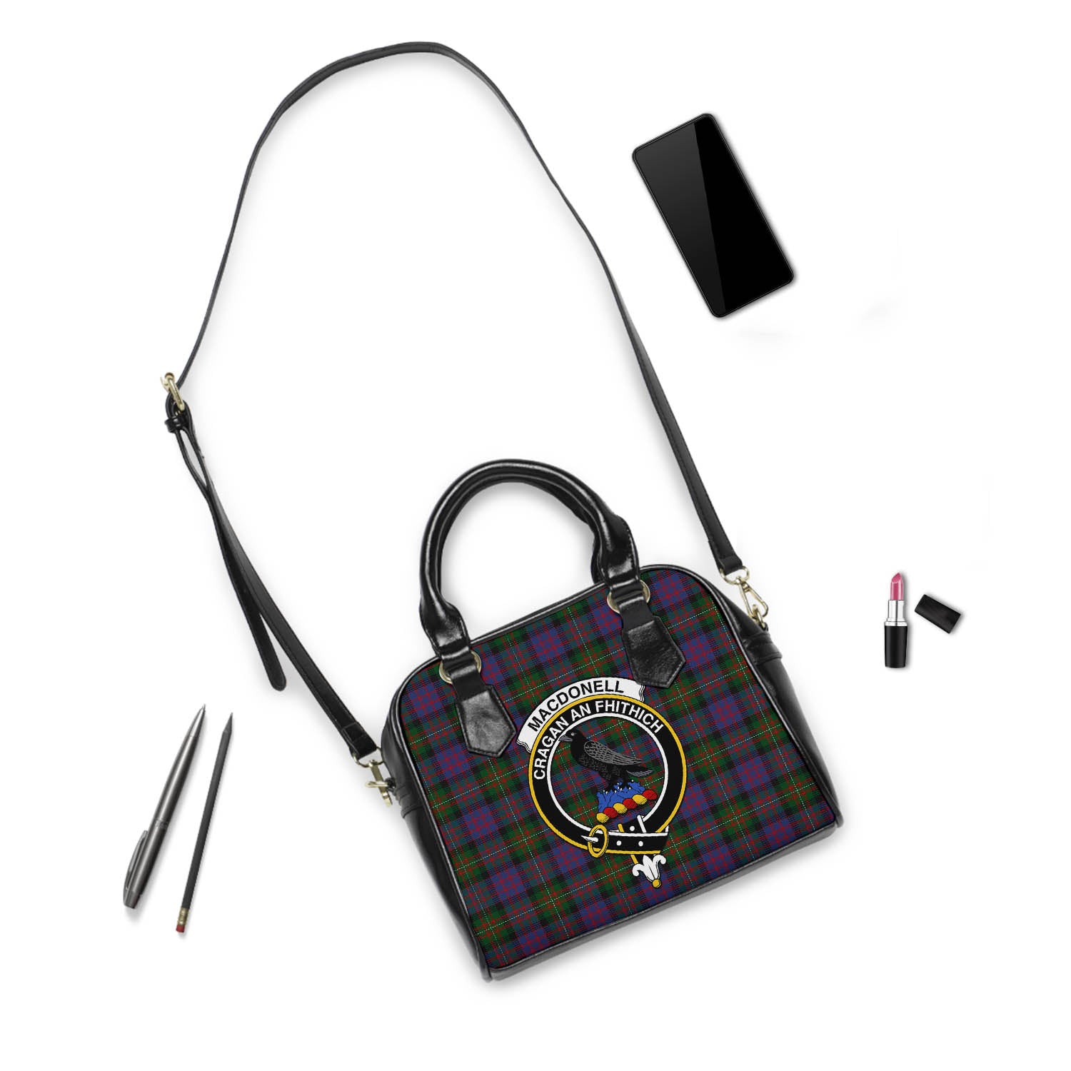 MacDonell of Glengarry Tartan Shoulder Handbags with Family Crest - Tartanvibesclothing