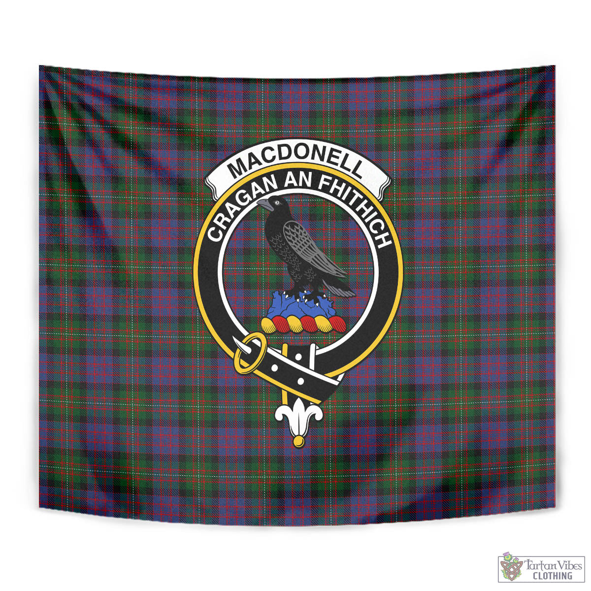 Tartan Vibes Clothing MacDonell of Glengarry Tartan Tapestry Wall Hanging and Home Decor for Room with Family Crest