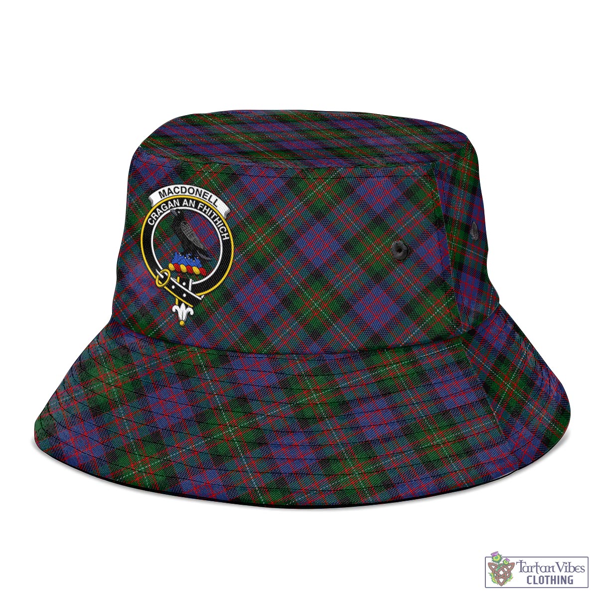 Tartan Vibes Clothing MacDonell of Glengarry Tartan Bucket Hat with Family Crest