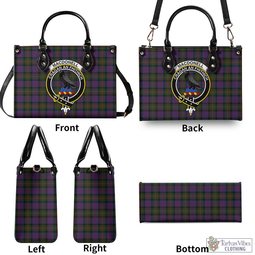 Tartan Vibes Clothing MacDonell of Glengarry Tartan Luxury Leather Handbags with Family Crest