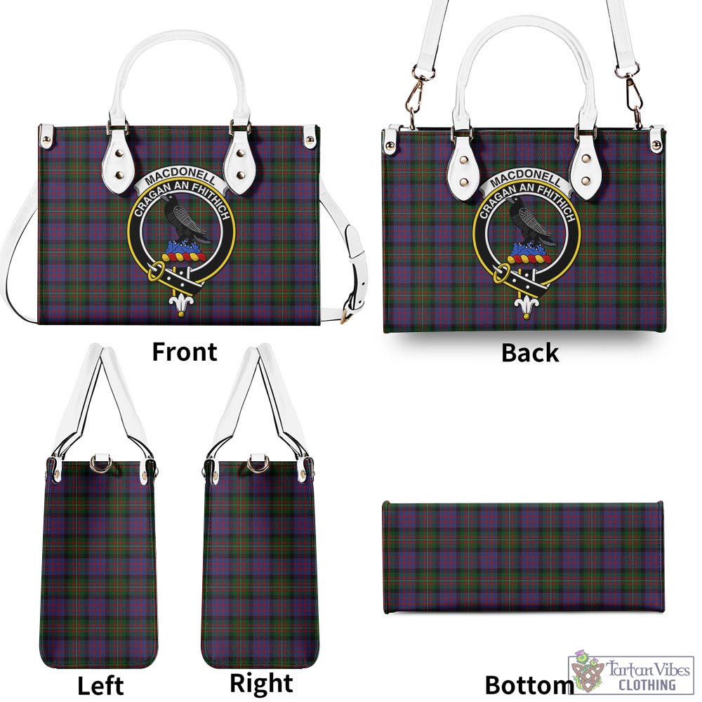 Tartan Vibes Clothing MacDonell of Glengarry Tartan Luxury Leather Handbags with Family Crest