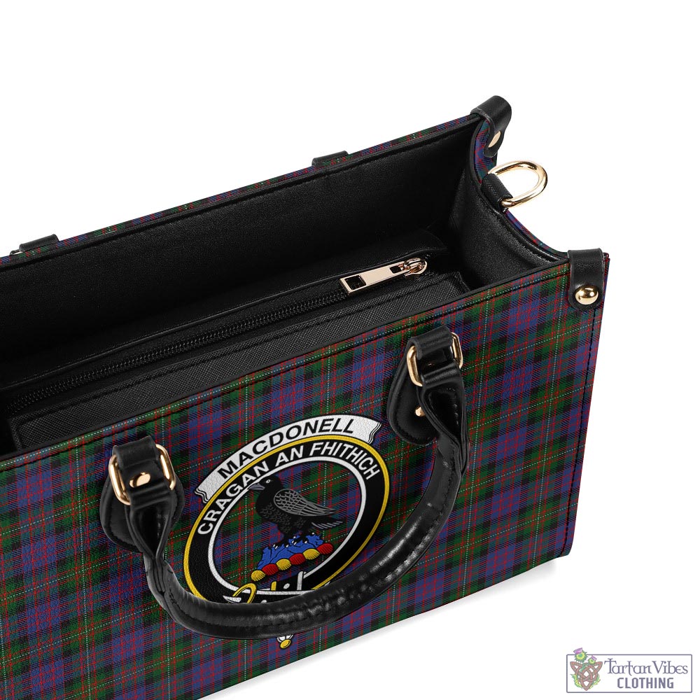 Tartan Vibes Clothing MacDonell of Glengarry Tartan Luxury Leather Handbags with Family Crest