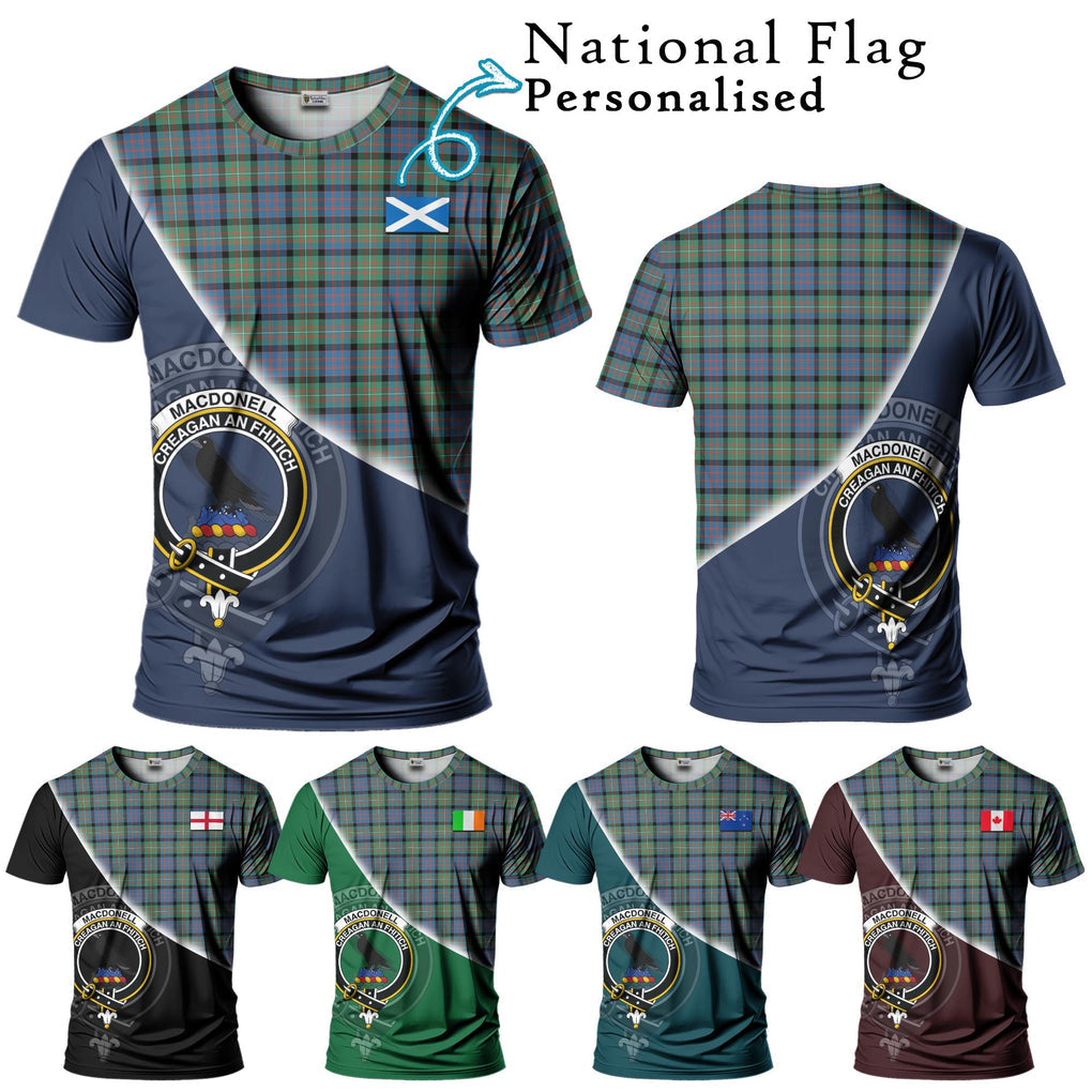 MacDonell of Glengarry Ancient Tartan T-Shirt with Personalised National Flag and Family Crest Half Style Kid's Shirt - Tartanvibesclothing Shop