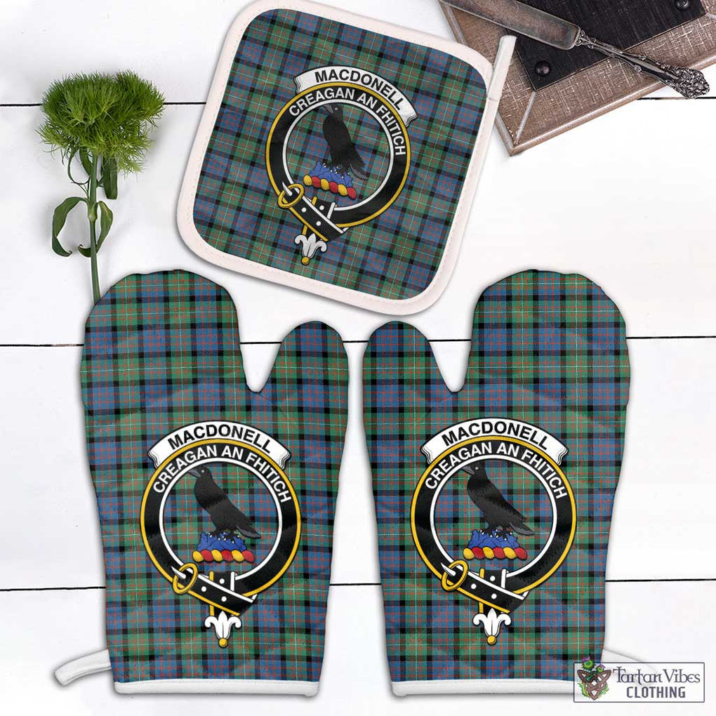 MacDonell of Glengarry Ancient Tartan Combo Oven Mitt & Pot-Holder with Family Crest Combo 1 Oven Mitt & 1 Pot-Holder White - Tartan Vibes Clothing