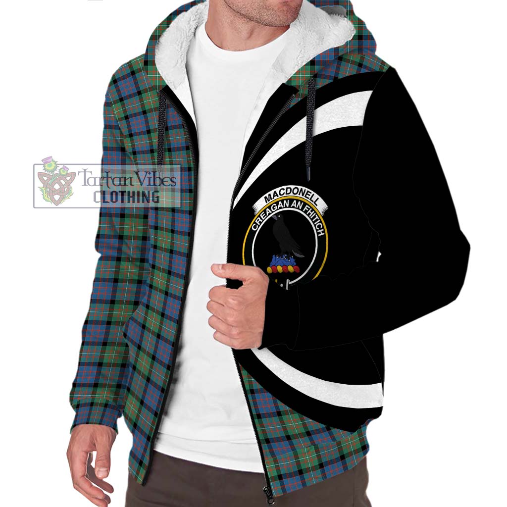 MacDonell of Glengarry Ancient Tartan Sherpa Hoodie with Family Crest Circle Style Unisex S - Tartan Vibes Clothing