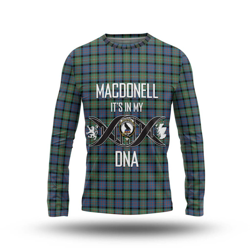 MacDonell of Glengarry Ancient Tartan Long Sleeve T-Shirt with Family Crest DNA In Me Style Unisex - Tartanvibesclothing Shop