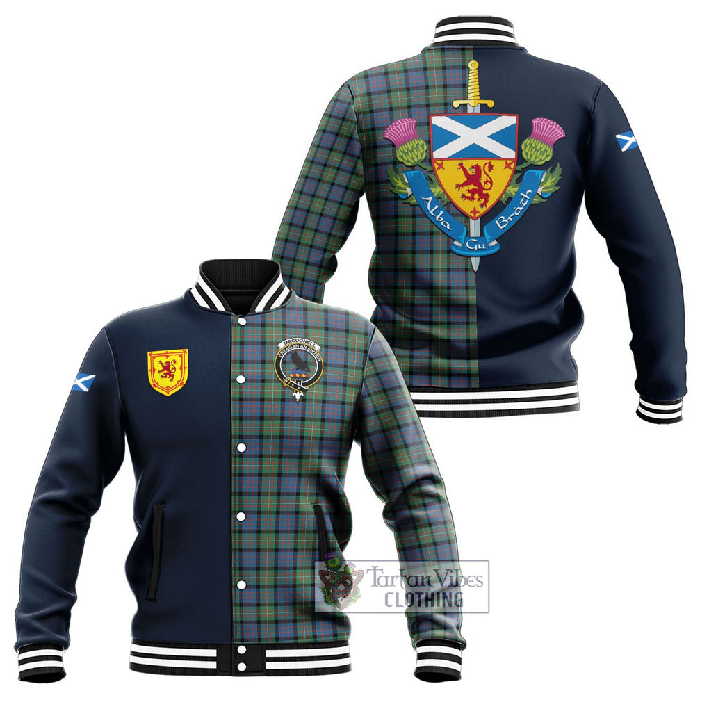 Tartan Vibes Clothing MacDonell of Glengarry Ancient Tartan Baseball Jacket with Scottish Lion Royal Arm Half Style