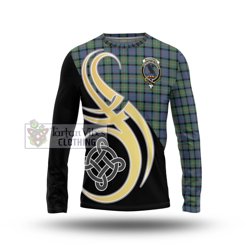 MacDonell of Glengarry Ancient Tartan Long Sleeve T-Shirt with Family Crest and Celtic Symbol Style Unisex - Tartan Vibes Clothing