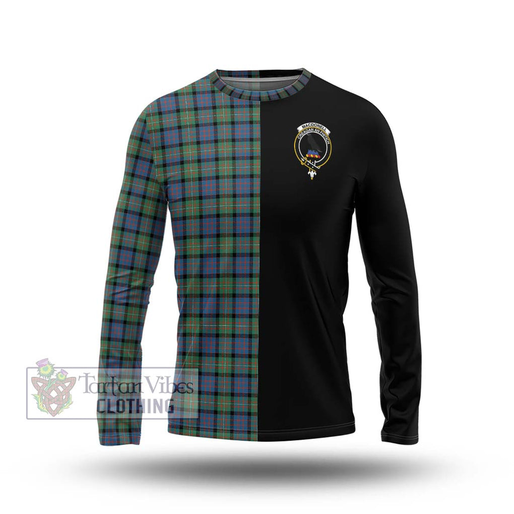 MacDonell of Glengarry Ancient Tartan Long Sleeve T-Shirt with Family Crest and Half Of Me Style Unisex - Tartanvibesclothing Shop