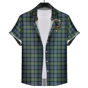 MacDonell of Glengarry Ancient Tartan Short Sleeve Button Down Shirt with Family Crest