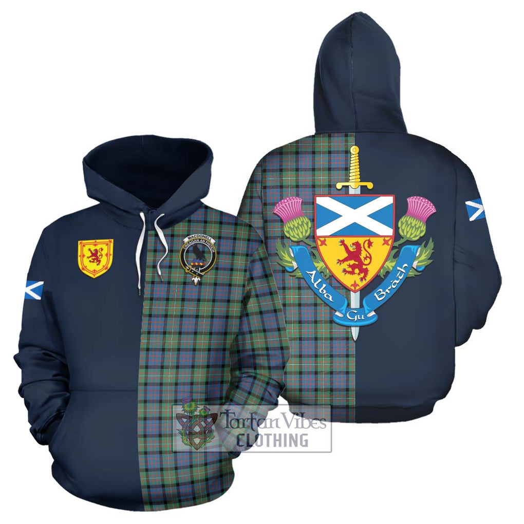 Tartan Vibes Clothing MacDonell of Glengarry Ancient Tartan Hoodie with Scottish Lion Royal Arm Half Style