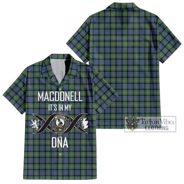 MacDonell of Glengarry Ancient Tartan Short Sleeve Button Shirt with Family Crest DNA In Me Style