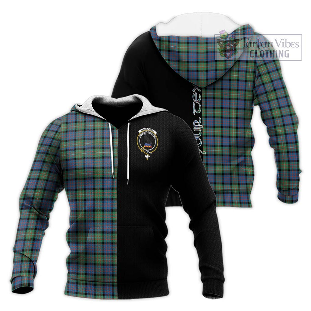 MacDonell of Glengarry Ancient Tartan Knitted Hoodie with Family Crest and Half Of Me Style Unisex Knitted Pullover Hoodie - Tartanvibesclothing Shop